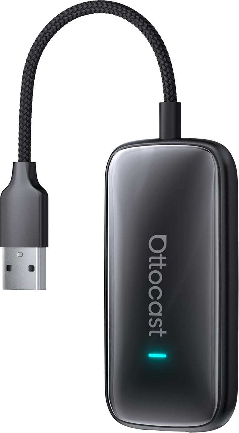 Ottocast Play2Video Ultra – Wireless CarPlay & Android Auto Adapter with YouTube, Netflix, Spotify, IPTV | 5GHz WiFi, Auto Connect, No Delay | Compatible with OEM Wired CarPlay - Image 1